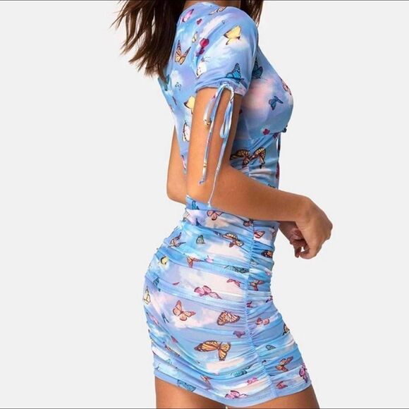 Motel Women's Blue and Pink Dress - Picture 5 of 8